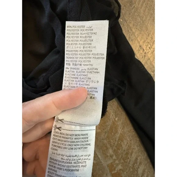 Edikted Black Sheer Mesh Tie Front Long‎ Sleeve Crop Top Women's Small - Picture 7 of 8